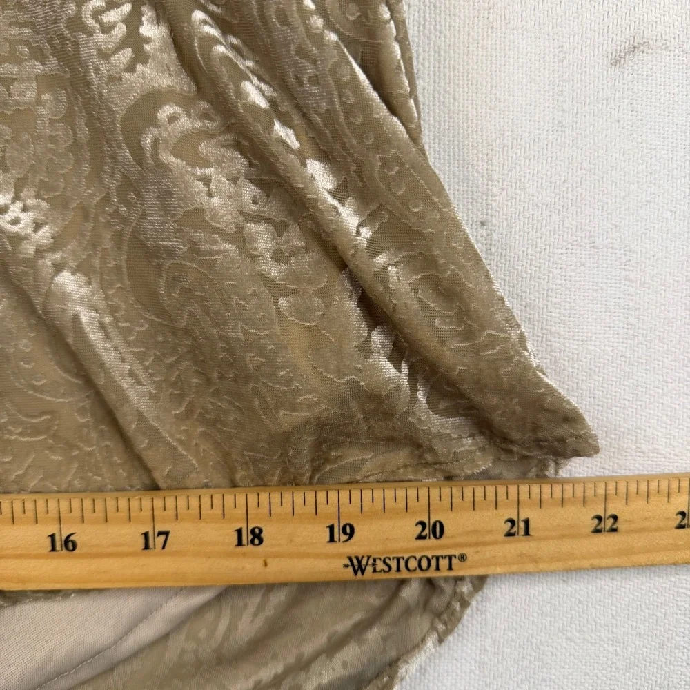 Isaac Mizrahi Live Womens Champagne Gold Paisley Burnout Velvet Blouse Size 14 - Picture 7 of 8